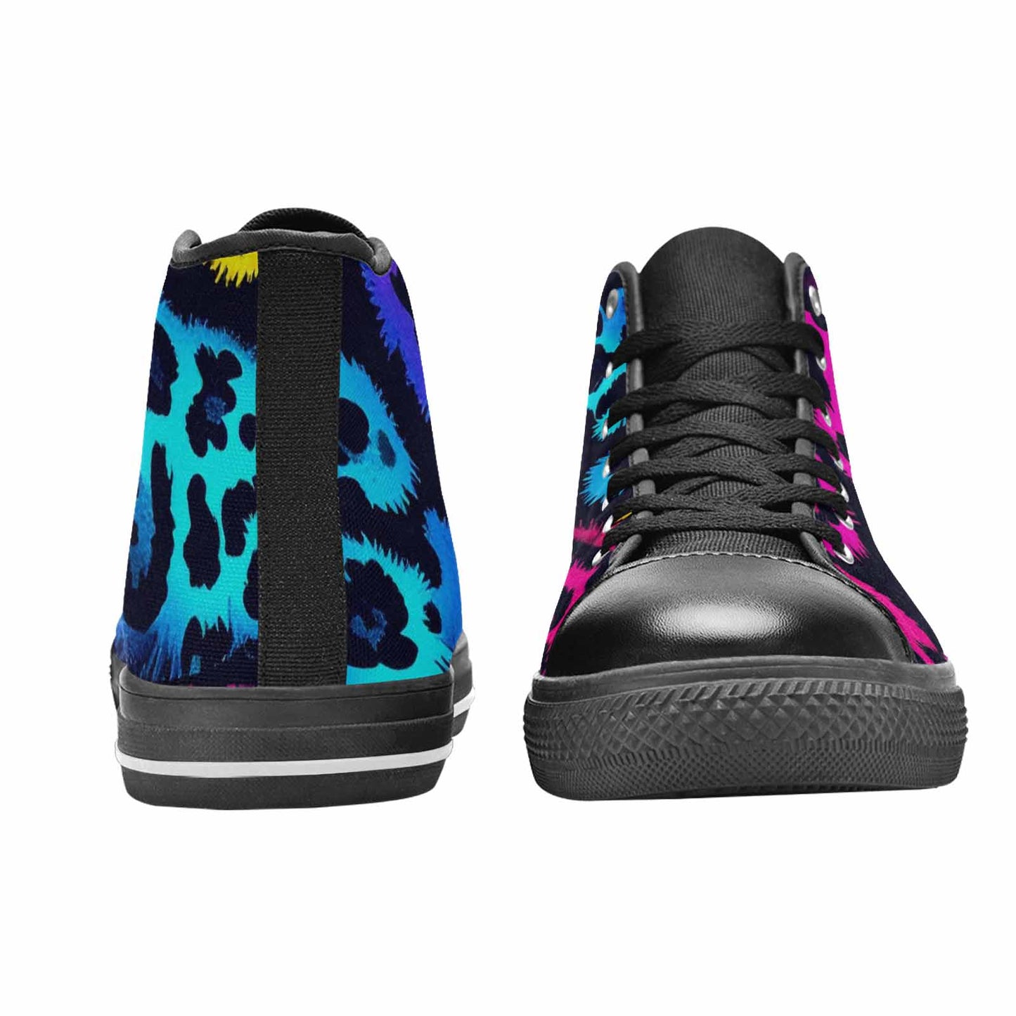 MEN'S Leopard Print Neon High Top Canvas Dark Academia Custom Sneakers