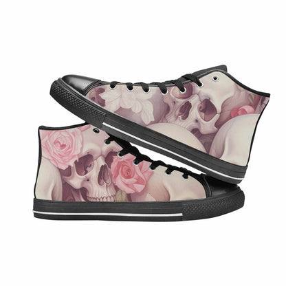 MEN'S Skulls Roses Soft Airbrush High Top Canvas Grunge Shoes