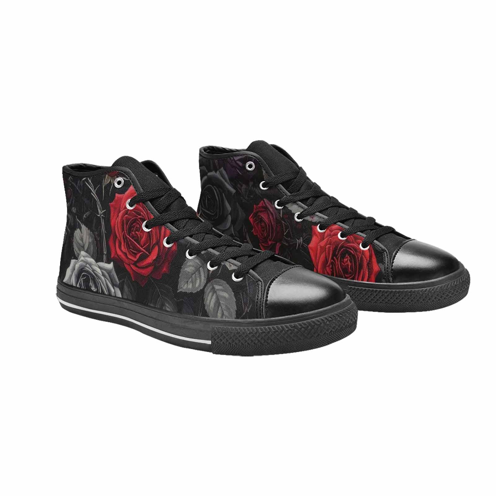 MEN'S Black Gothic Rose High Top Canvas Surreal Shoes
