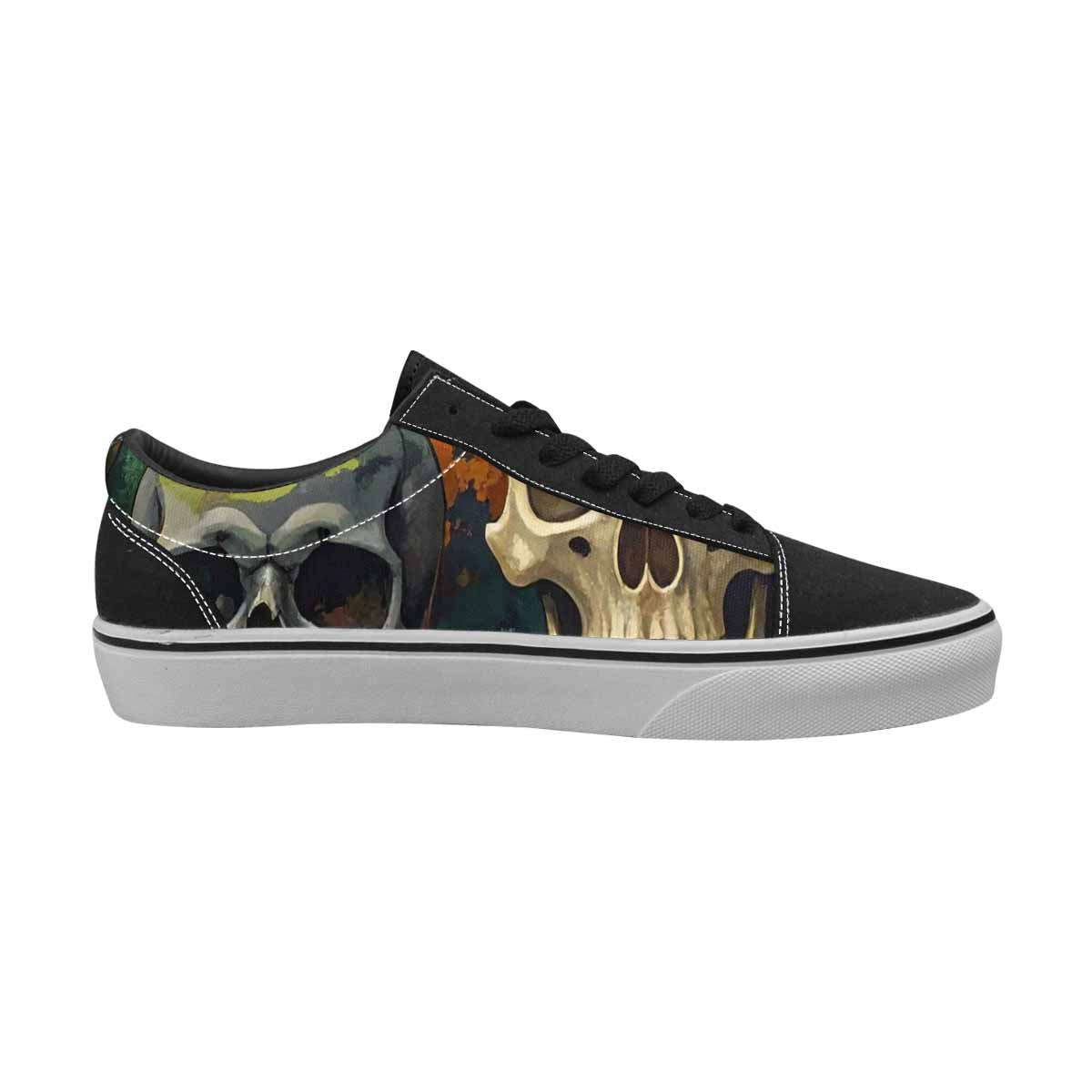 WOMEN'S Skulls  Camo Skulls Lace-Up Canvas Melting Art Sneakers
