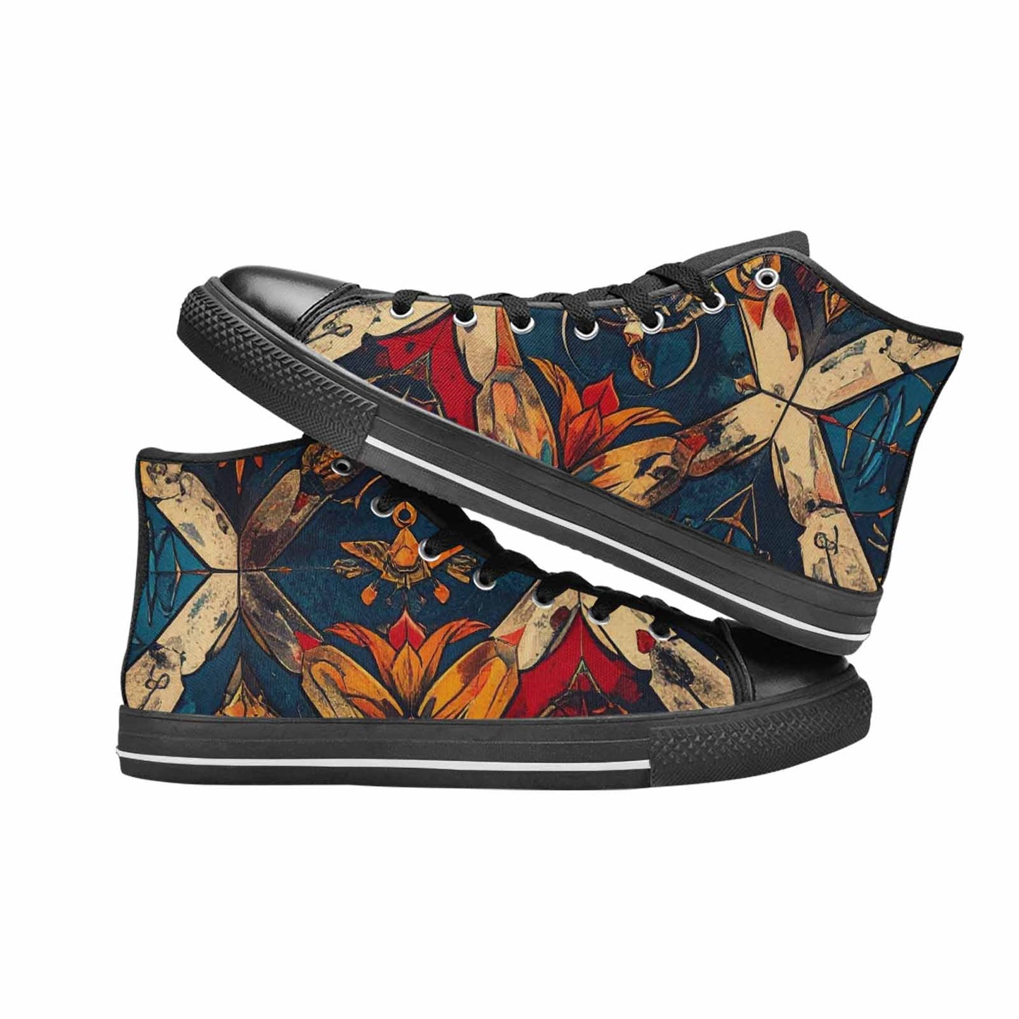 MEN'S Old School Tattoo High Top Canvas Wallpaper Art Custom Sneakers