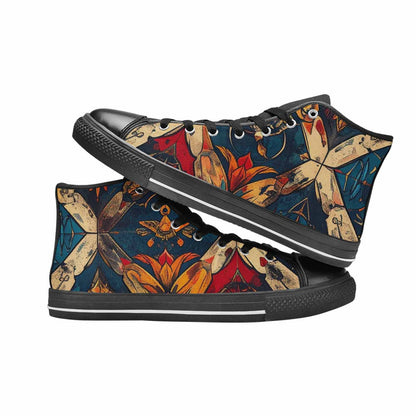 MEN'S Old School Tattoo High Top Canvas Wallpaper Art Custom Sneakers