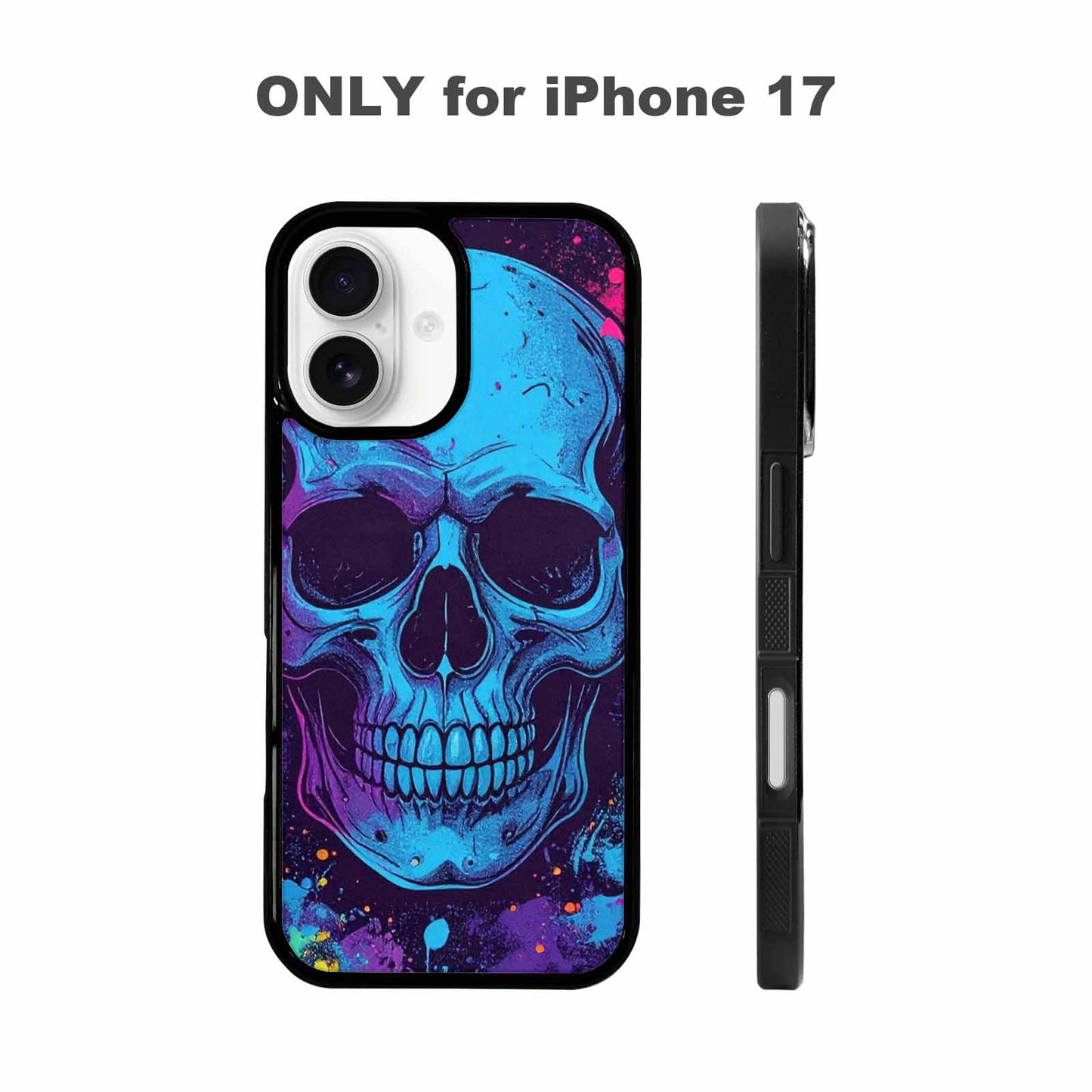 iPhone 17 Case — Skulls Splatter Comic Gothic Skulls, Custom Phone Case