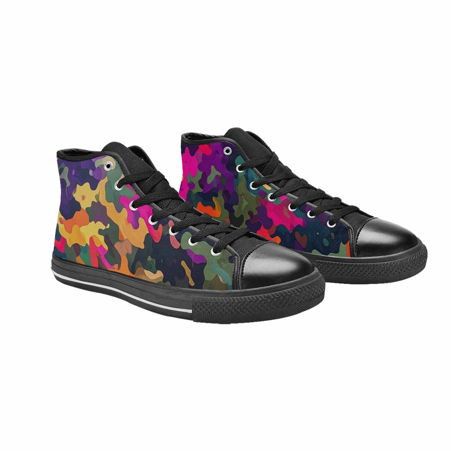 MEN'S Military Camouflage Blotch High Top Canvas Wallpaper Art Shoes