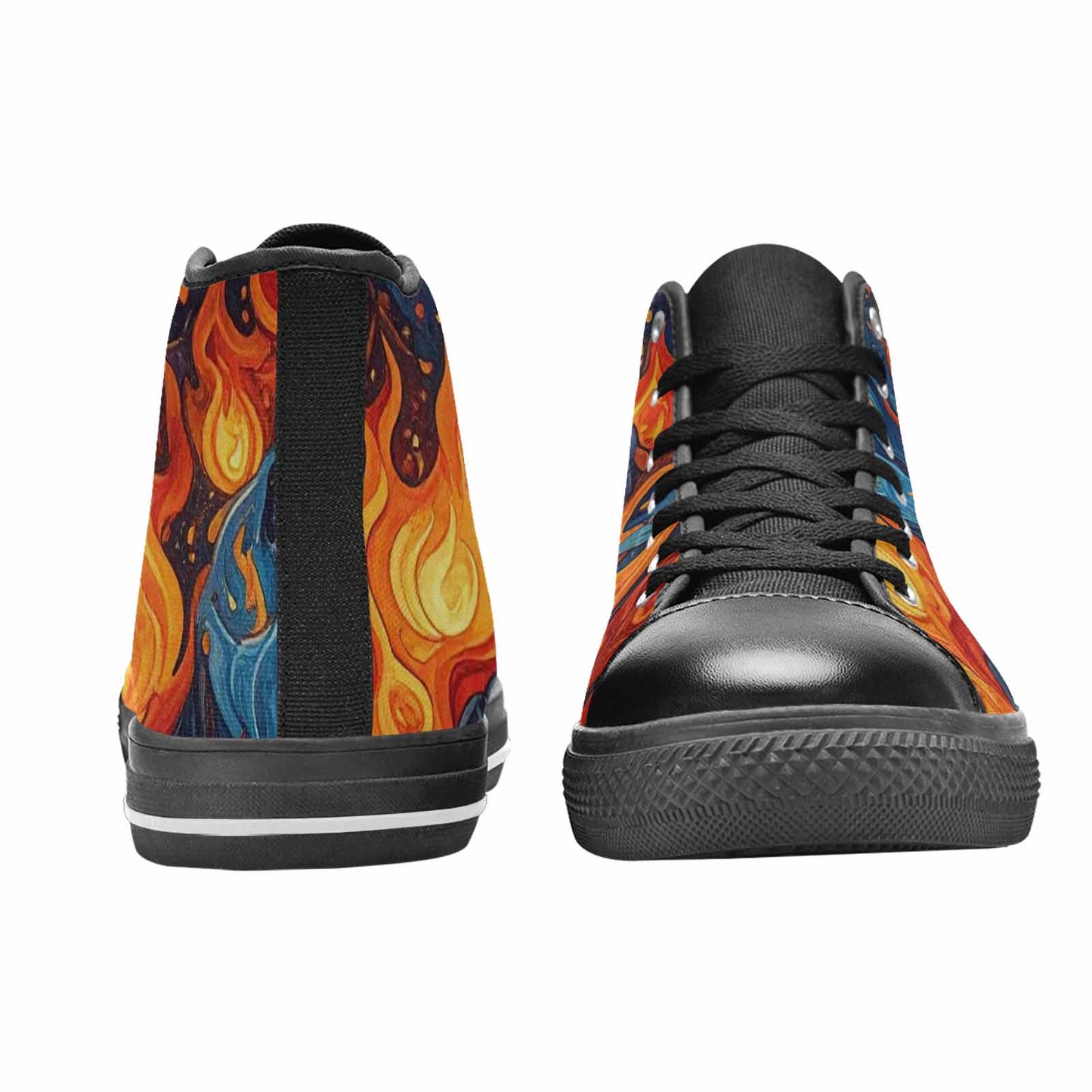 WOMEN'S Fire Flame High Top Canvas Dark Academia Sneakers