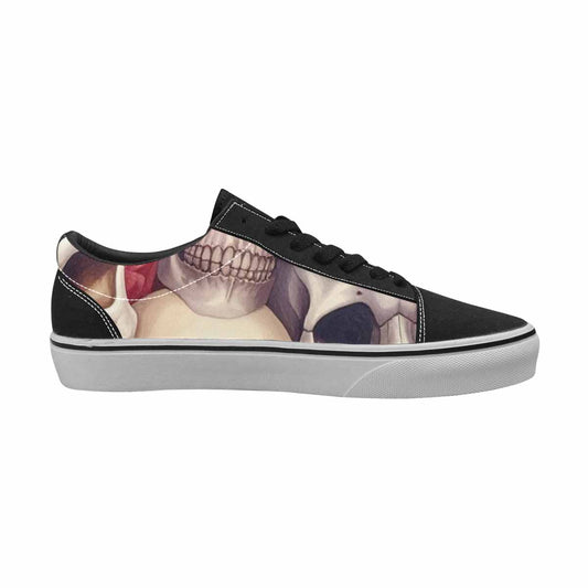 WOMEN'S Skulls Roses Soft Airbrush Canvas Lace-Up Dark Academia Sneakers
