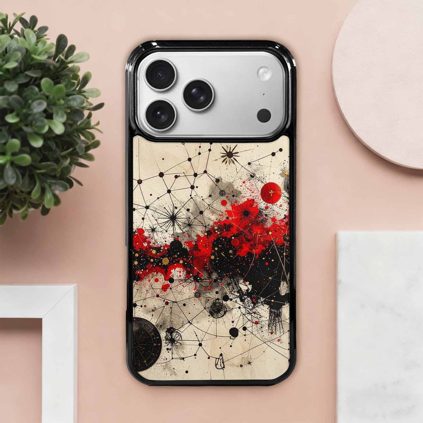 iPhone 17 Pro Max Case — Black &amp; Red Ink Original Art, Custom Designed Case Cover
