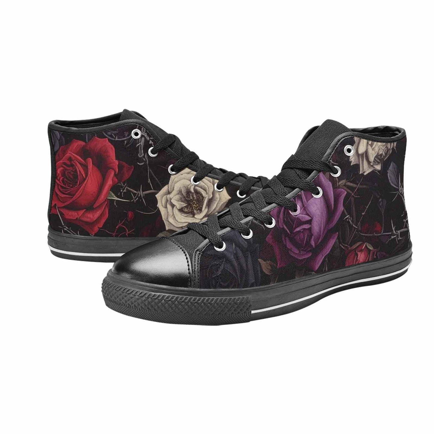 MEN'S Black Gothic Rose High Top Canvas Dreamcore Custom Shoes