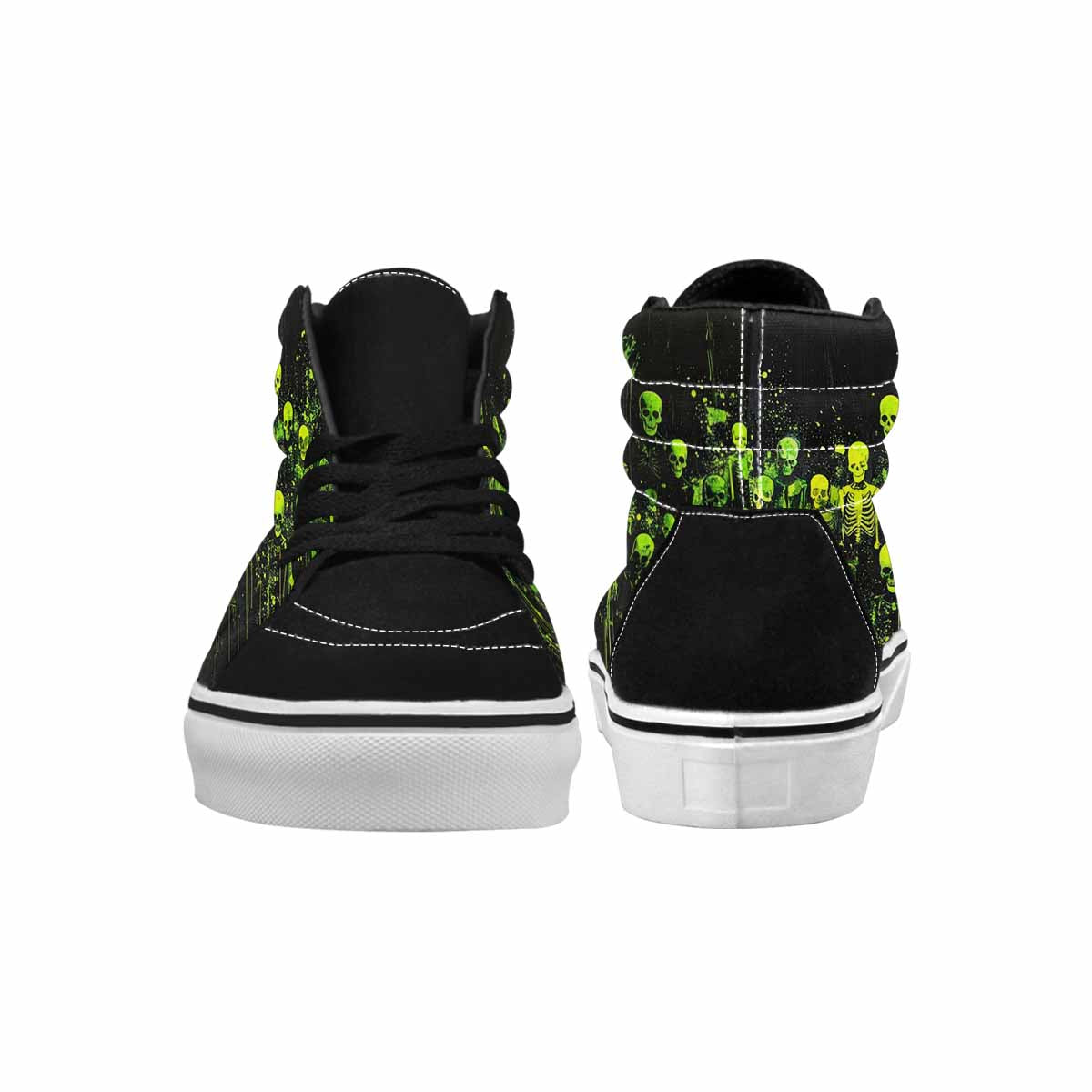 MEN'S Skeletons × Neon Green High Top Canvas Wallpaper Art Sneakers