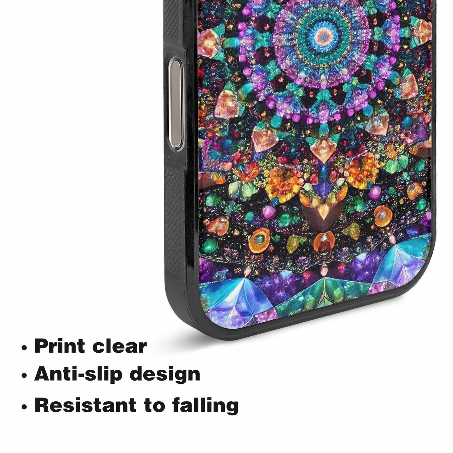 iPhone 16 Pro Case — Crystal Mandala Art Seamless Pattern Vibrant, Custom Printed Phone Case