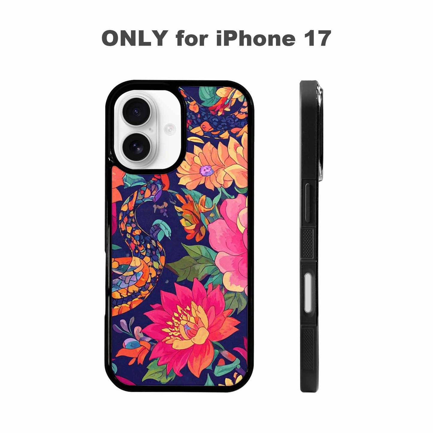 iPhone 17 Case — Floral Snake Print Floral, Custom Designed Case Cover