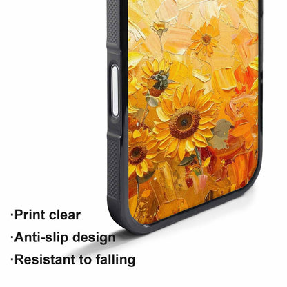 iPhone 17 Air Case — Impressionist Sunflower Brushstroke Pattern Hundreds Floral, Custom Art Phone Cover