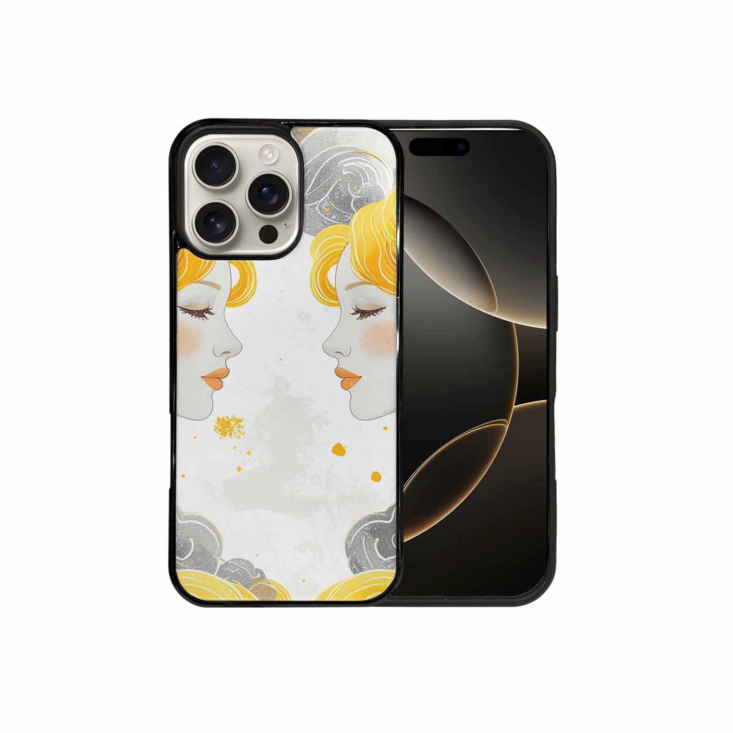 iPhone 16 Pro Max Case — Gemini Twins Zodiac Pattern Seamless Repeat, Personalized Phone Case