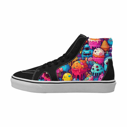 MEN'S Melting Ice Cream Monster High Top Canvas Melting Art Custom Sneakers