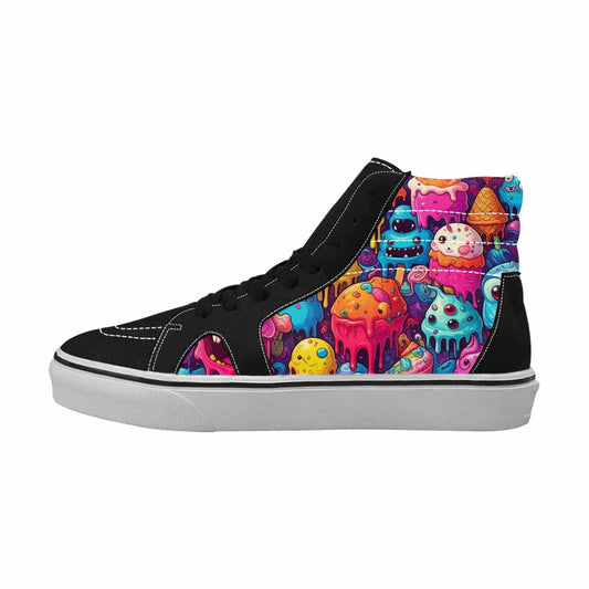 MEN'S Melting Ice Cream Monster High Top Canvas Melting Art Custom Sneakers