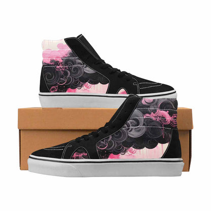 MEN'S Van Gogh Black & Pink Ink High Top Canvas Original Design Grunge Custom Canvas Shoes