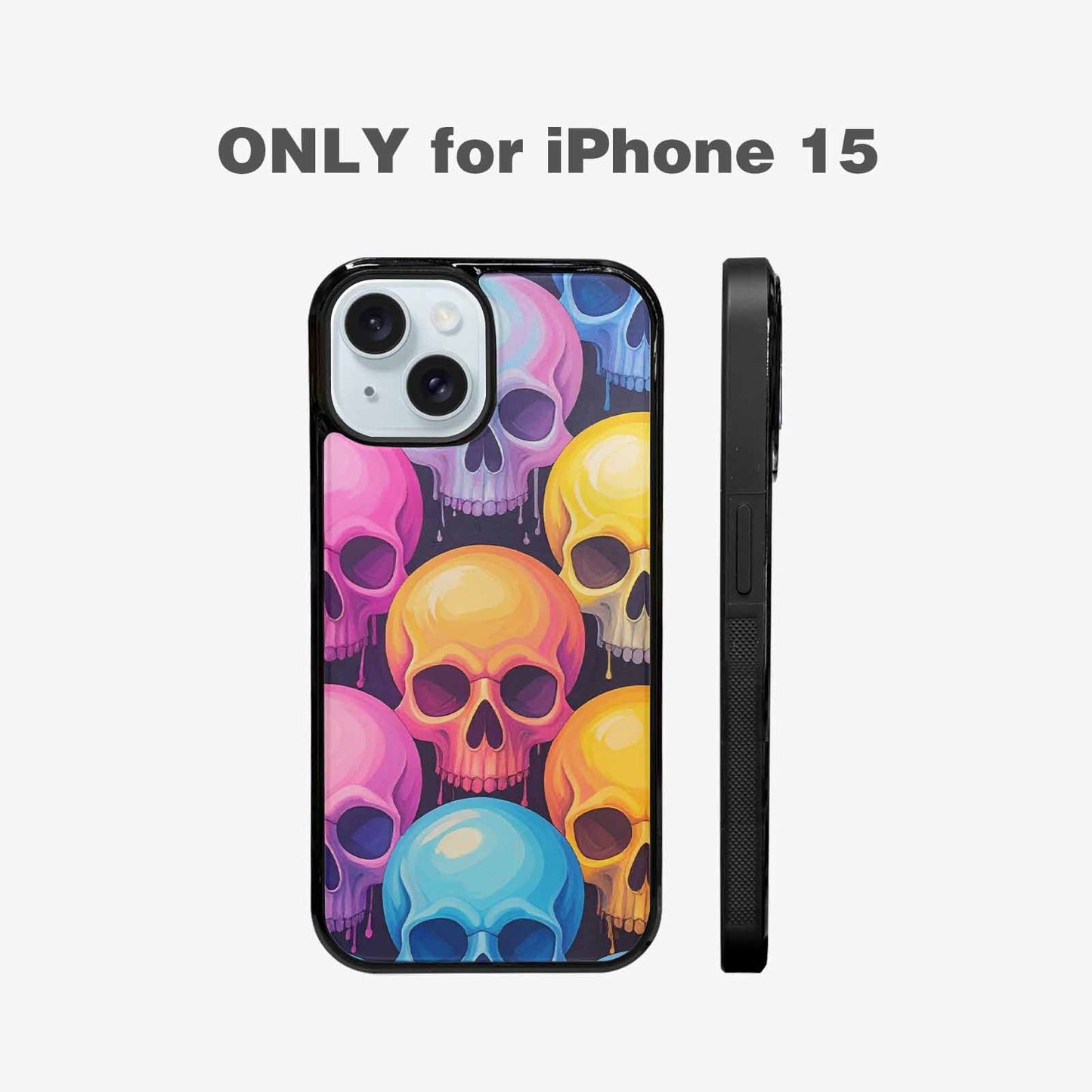 iPhone 15 Case — Dripping Candy Skulls, Unique Phone Case Design