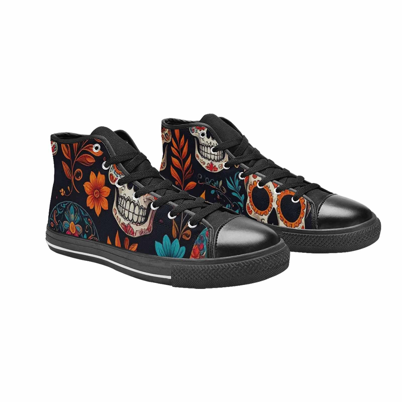 WOMEN'S Dia De Los Muertos Sugar Skull High Top Canvas Cottagecore Shoes