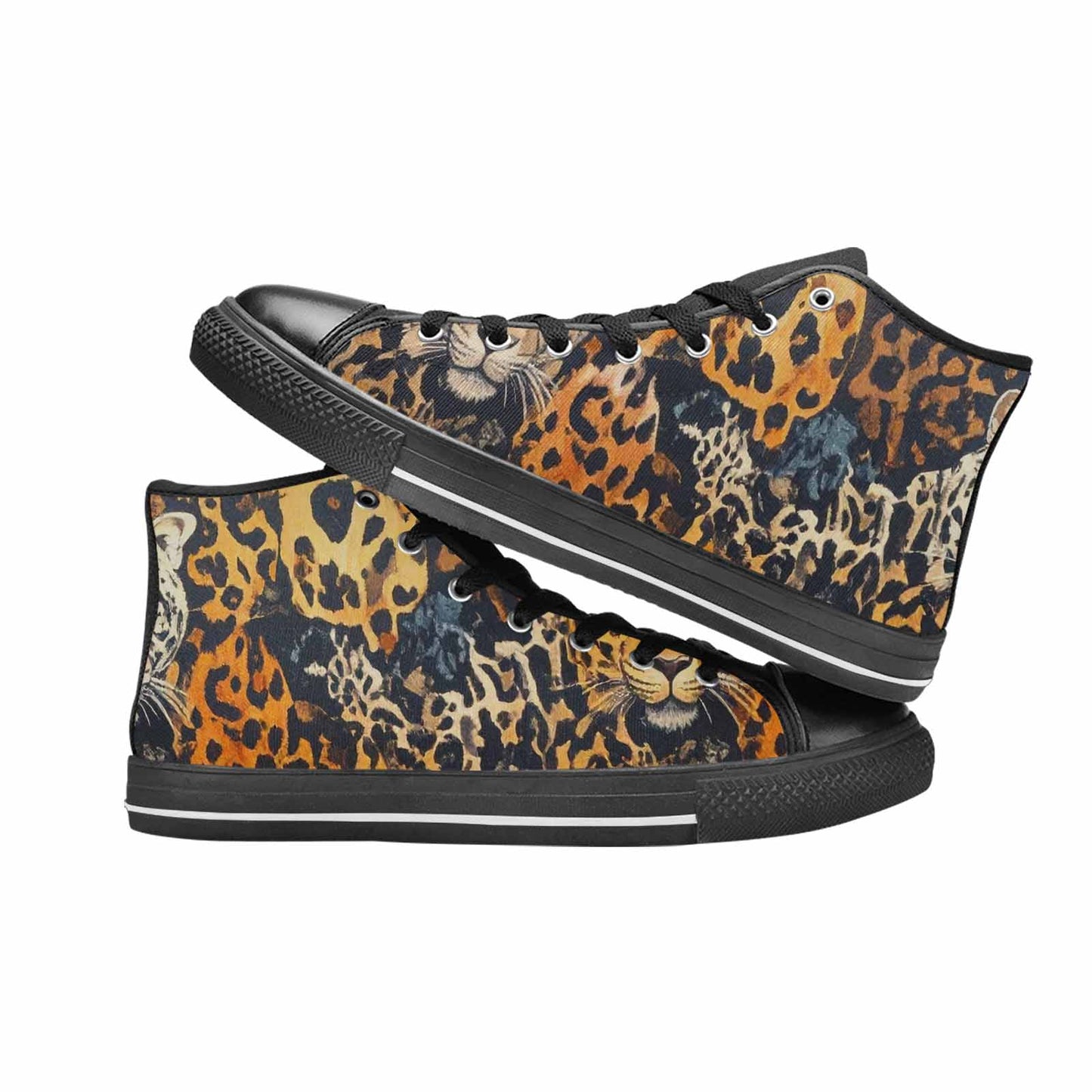 MEN'S Animal Print High Top Canvas Vibrant Chaos Custom Shoes