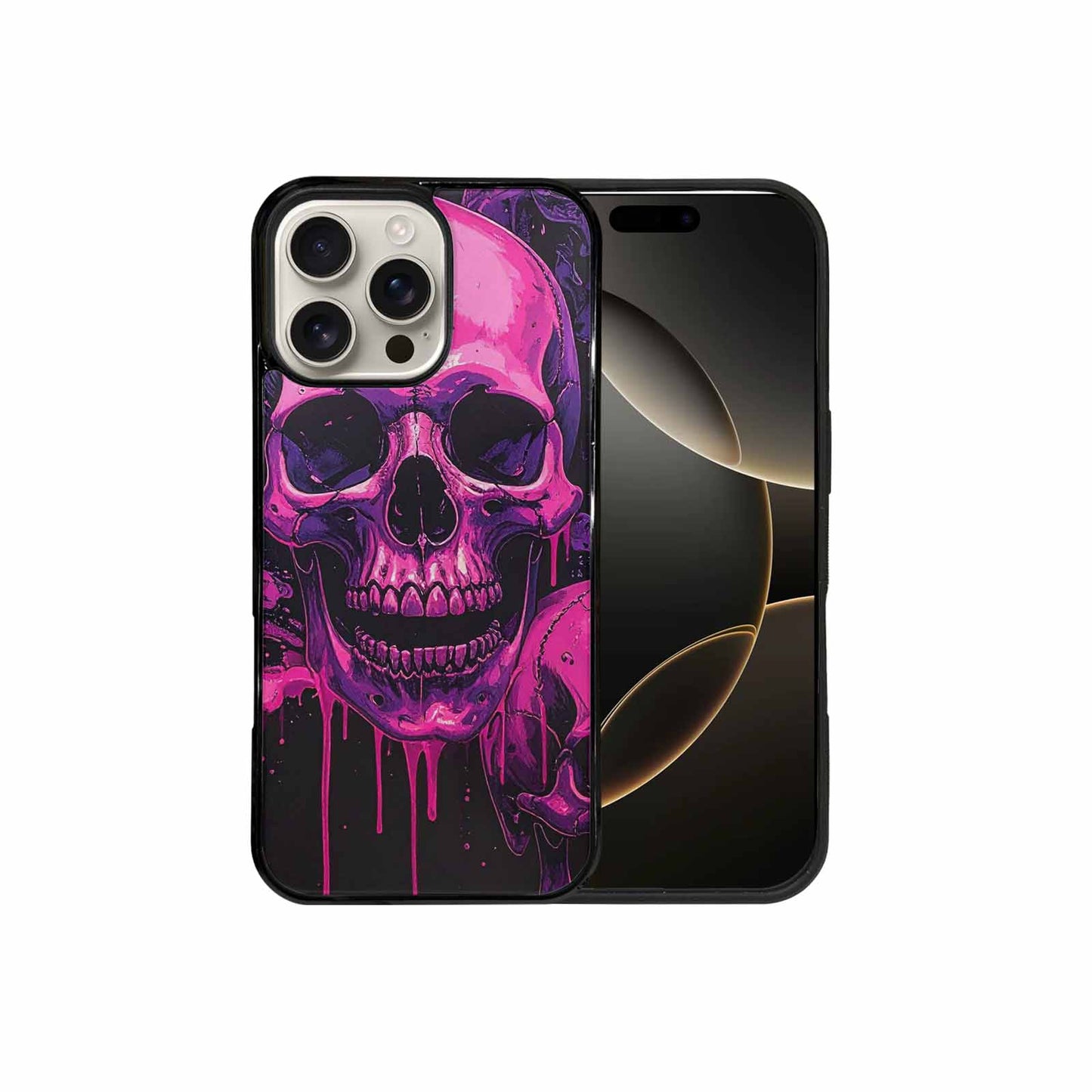 iPhone 16 Pro Max Case — Pink Purple Skeletons Neon Drip Melting, Unique Phone Case Design