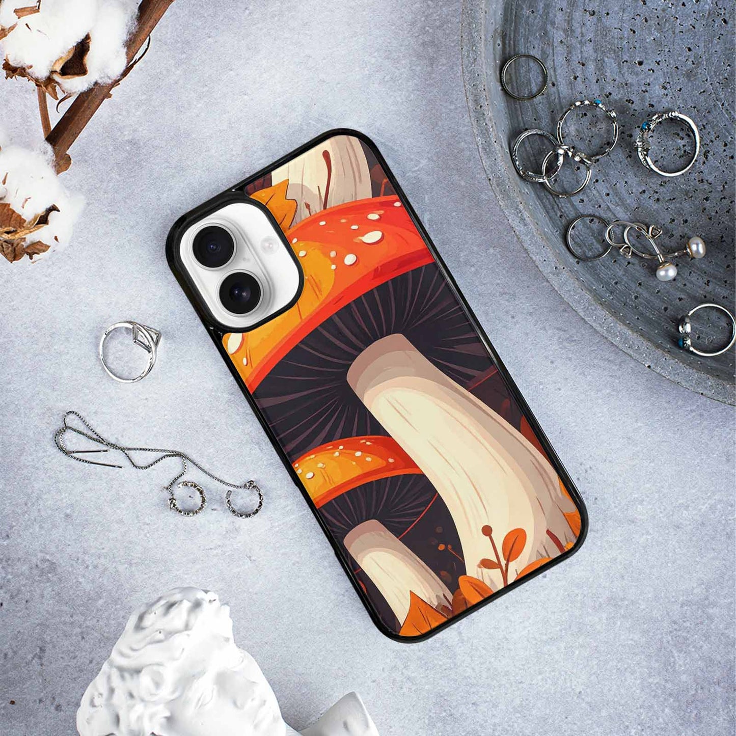 iPhone 16 Plus Case — Bold Autumn Mushroom Bold Autumn Mushroom, Custom Art Phone Cover