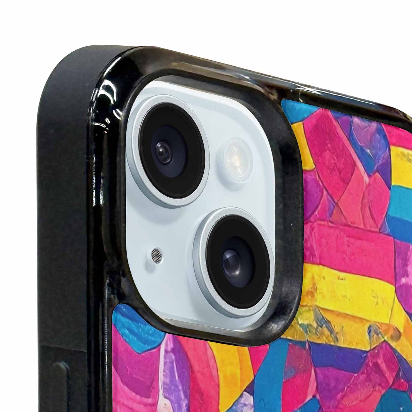 iPhone 15 Case — Pansexual Flag Color Theme Small Rainbow, Customized Protective Case