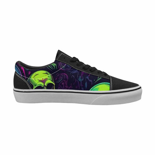 WOMEN'S Skulls - Neon Canvas Lace-Up Wallpaper Art Shoes
