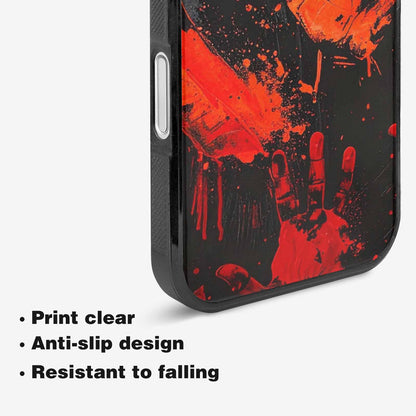 iPhone 16 Case — Splatter Paint Art Hand Prints Black, Custom Made Phone Cover