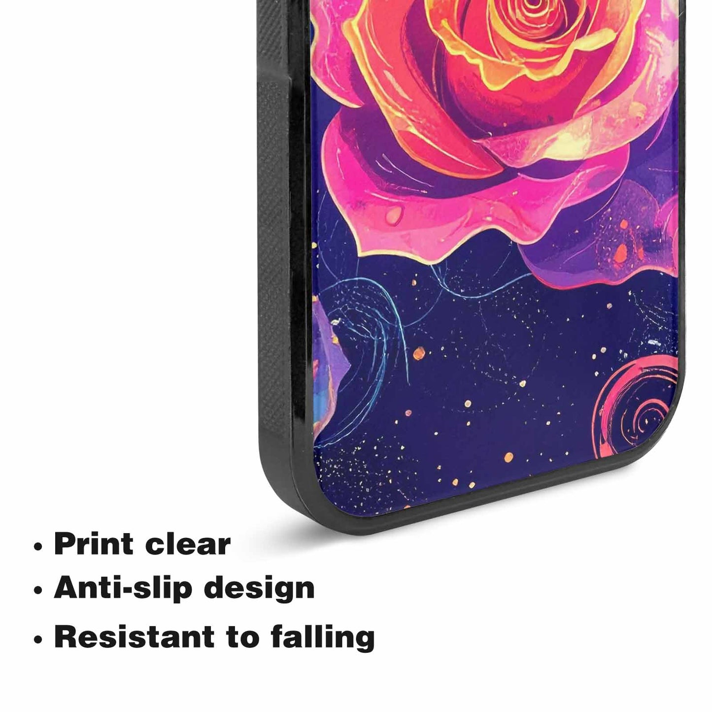 iPhone 15 Plus Case — Rose Galaxy Art Seamless Pattern Vibrant, Custom Printed Phone Case