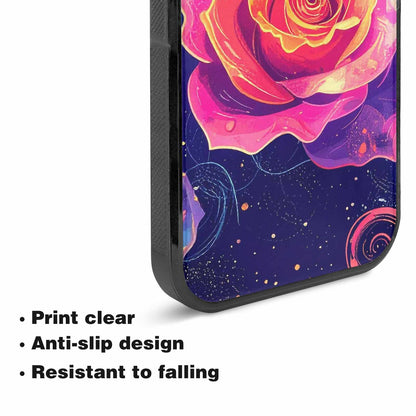 iPhone 15 Plus Case — Rose Galaxy Art Seamless Pattern Vibrant, Custom Printed Phone Case