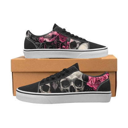 WOMEN'S Skull Roses Lace-Up Canvas Melting Art Custom Sneakers
