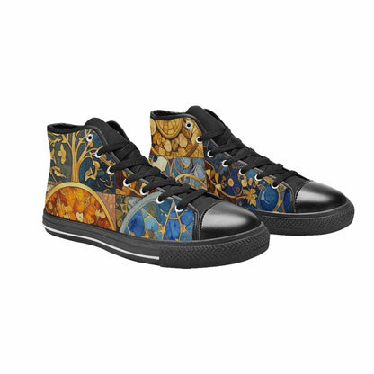 MEN'S Klimt-Style Gold Leaf High Top Canvas Aesthetic Custom Sneakers