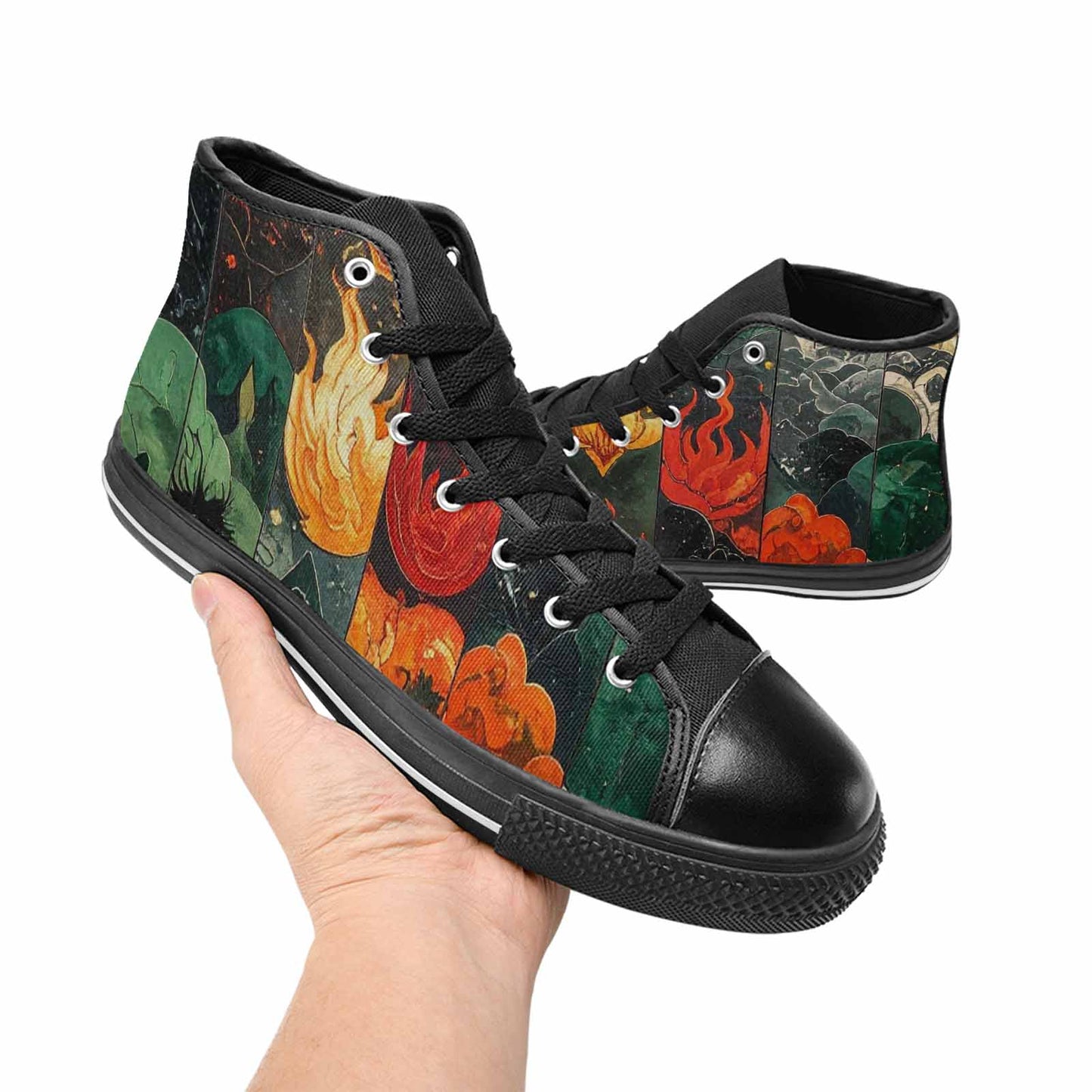 MEN'S Dragon Scale Fantasy High Top Canvas Vibrant Chaos Sneakers