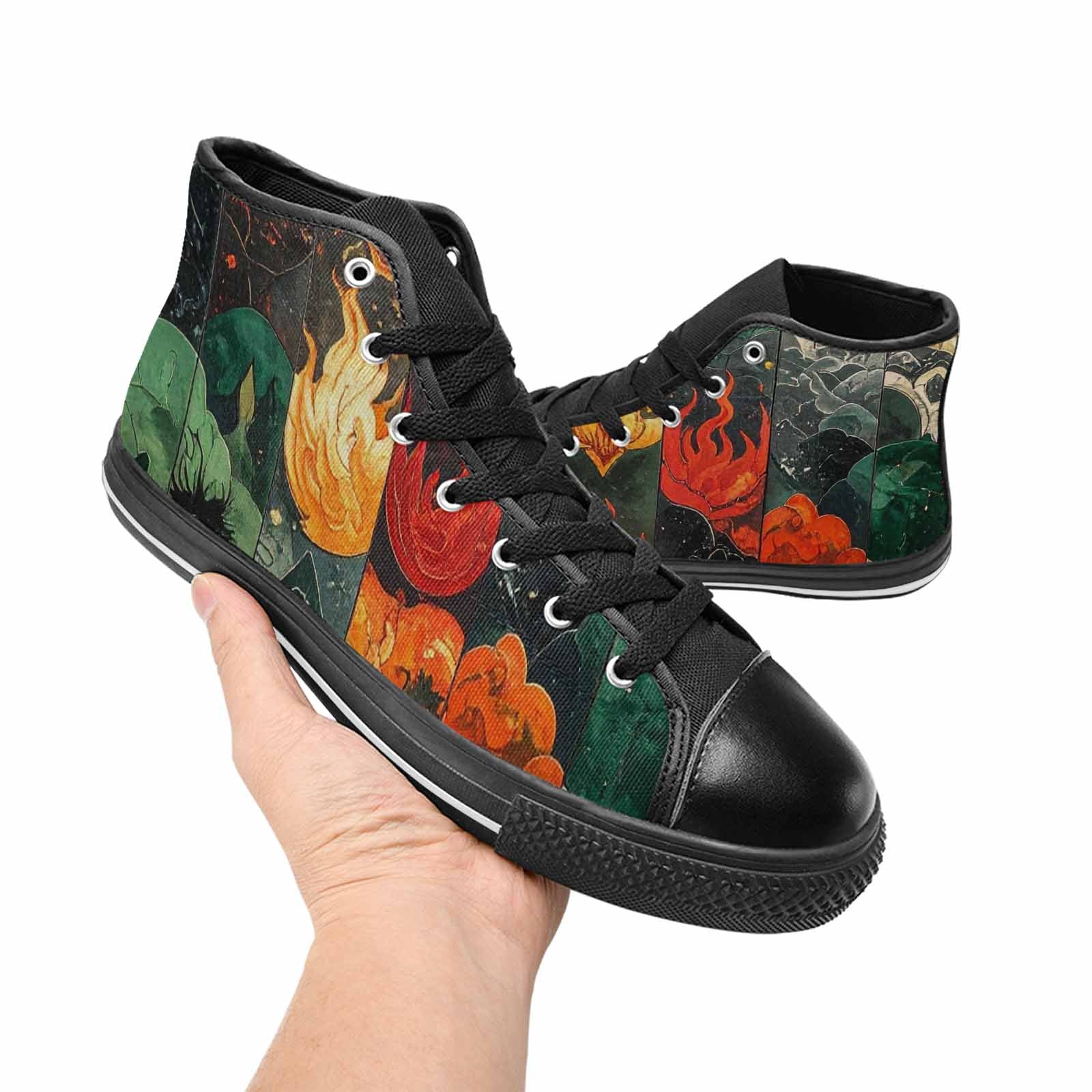MEN'S Dragon Scale Fantasy High Top Canvas Vibrant Chaos Sneakers