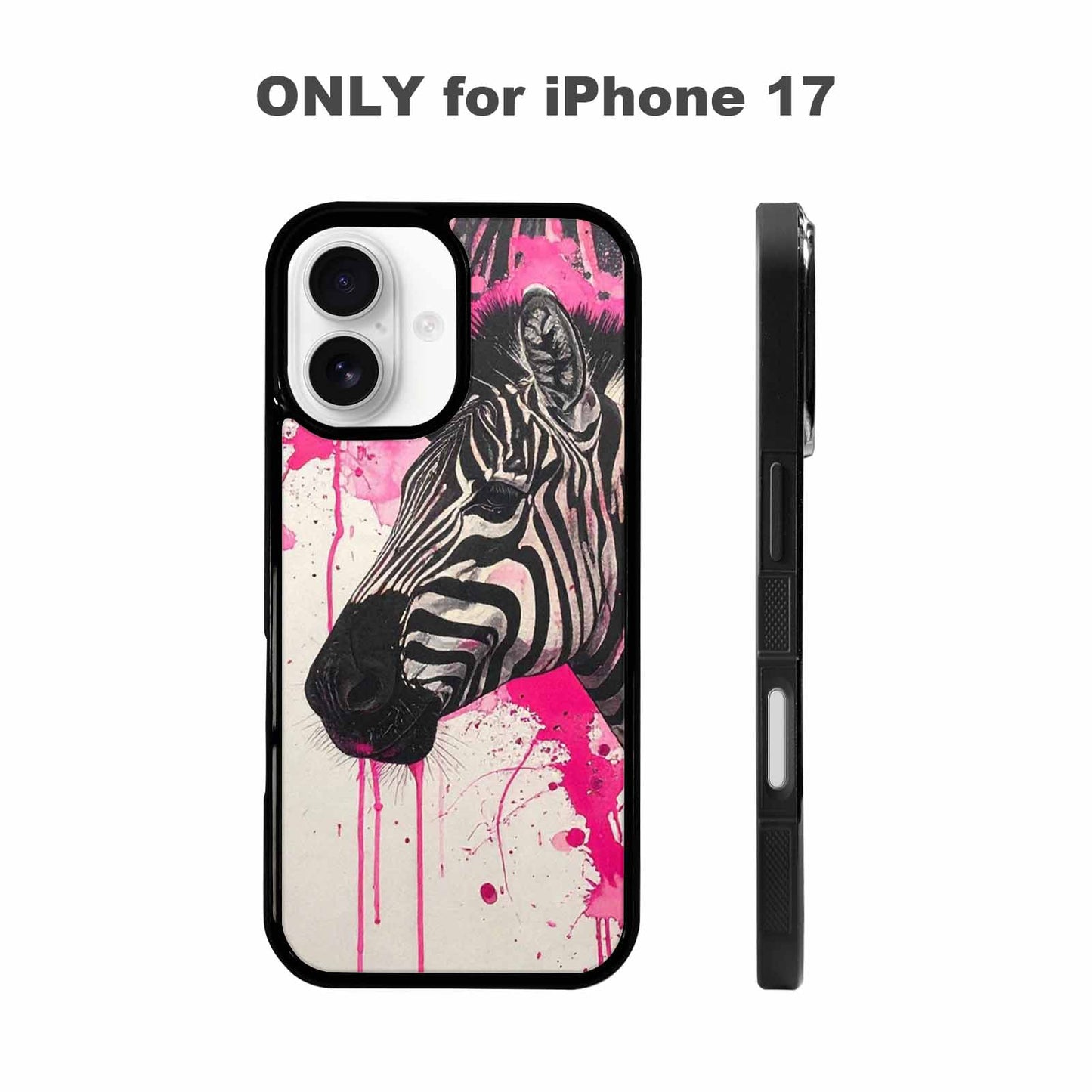 iPhone 17 Case — Black &amp; Pink Ink Animal Print, Custom Phone Case