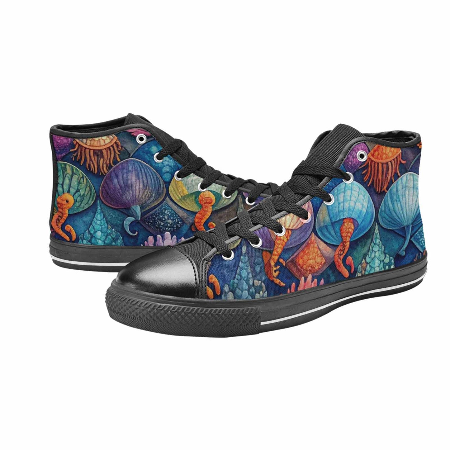 MEN'S Fish Scale Coral High Top Canvas Aesthetic Sneakers