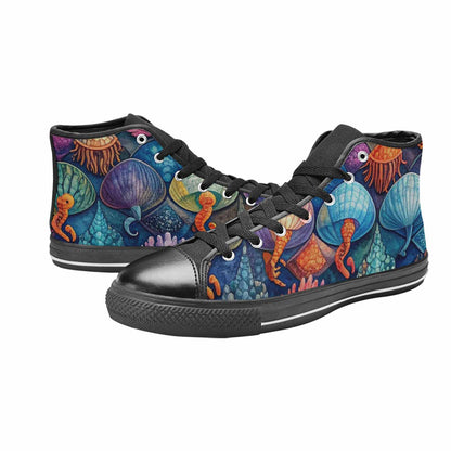 MEN'S Fish Scale Coral High Top Canvas Aesthetic Sneakers