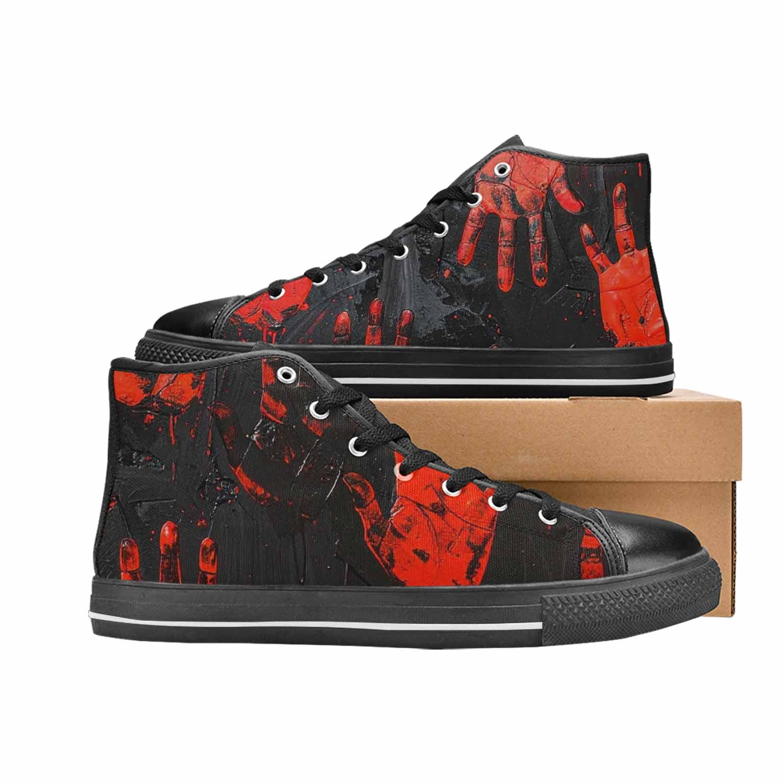 MEN'S Halloween Splatter Handprint High Top Canvas Vivid Custom Shoes