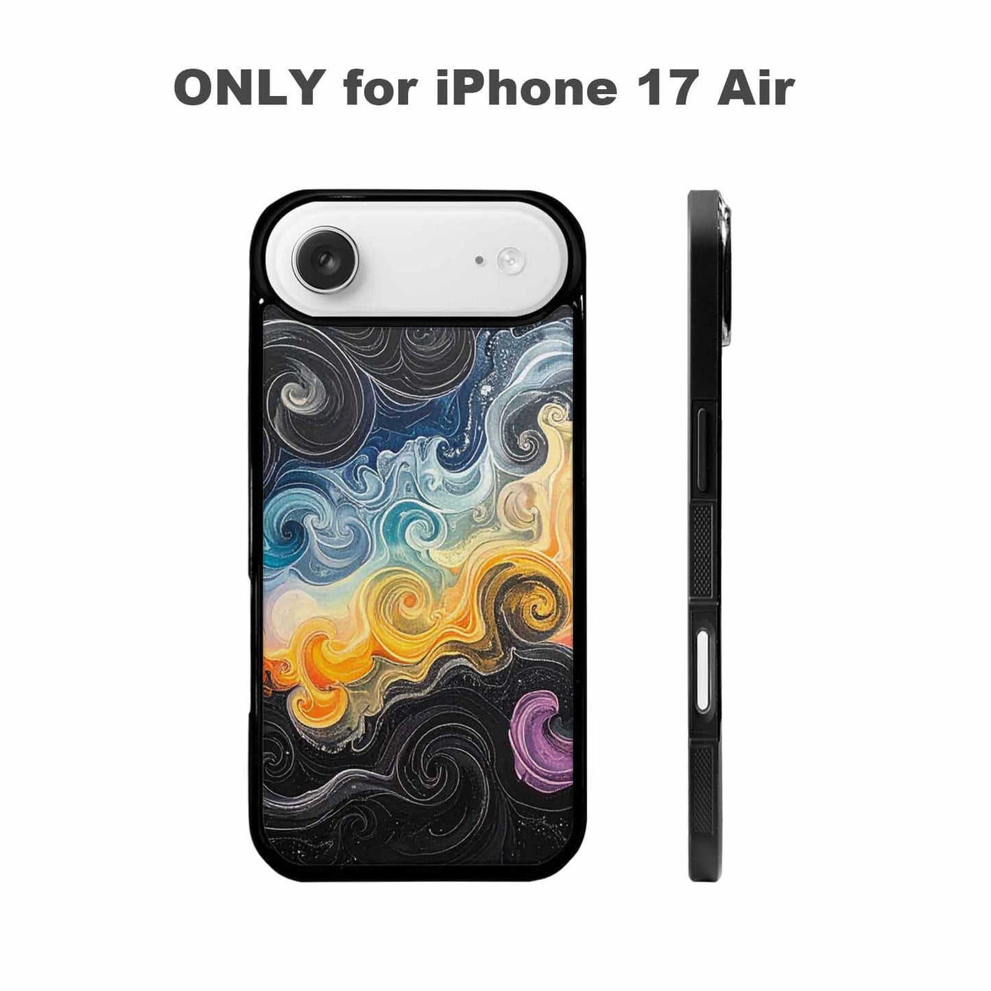 iPhone 17 Air Case — Tie Dye Swirls Black White Tie, Original Design Phone Case