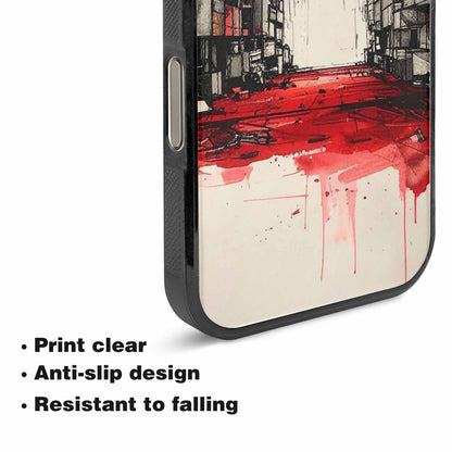 iPhone 15 Pro Max Case — Liminal Space Fragment Black Red Ink, Custom Made Phone Cover