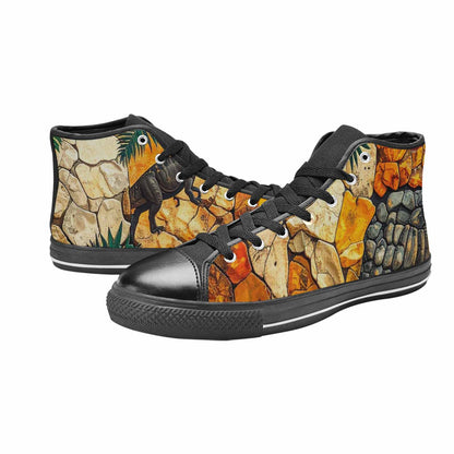 WOMEN'S Dinosaur Silhouette High Top Canvas Neon Fantasy Sneakers