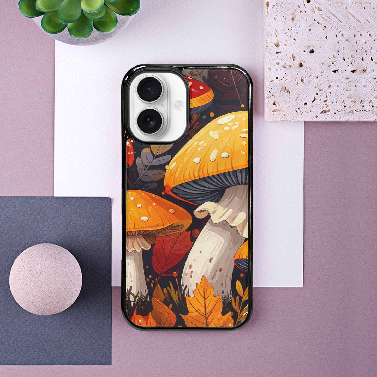 iPhone 16 Case — Bold Autumn Mushroom Bold Autumn Mushroom, Custom Art Phone Cover