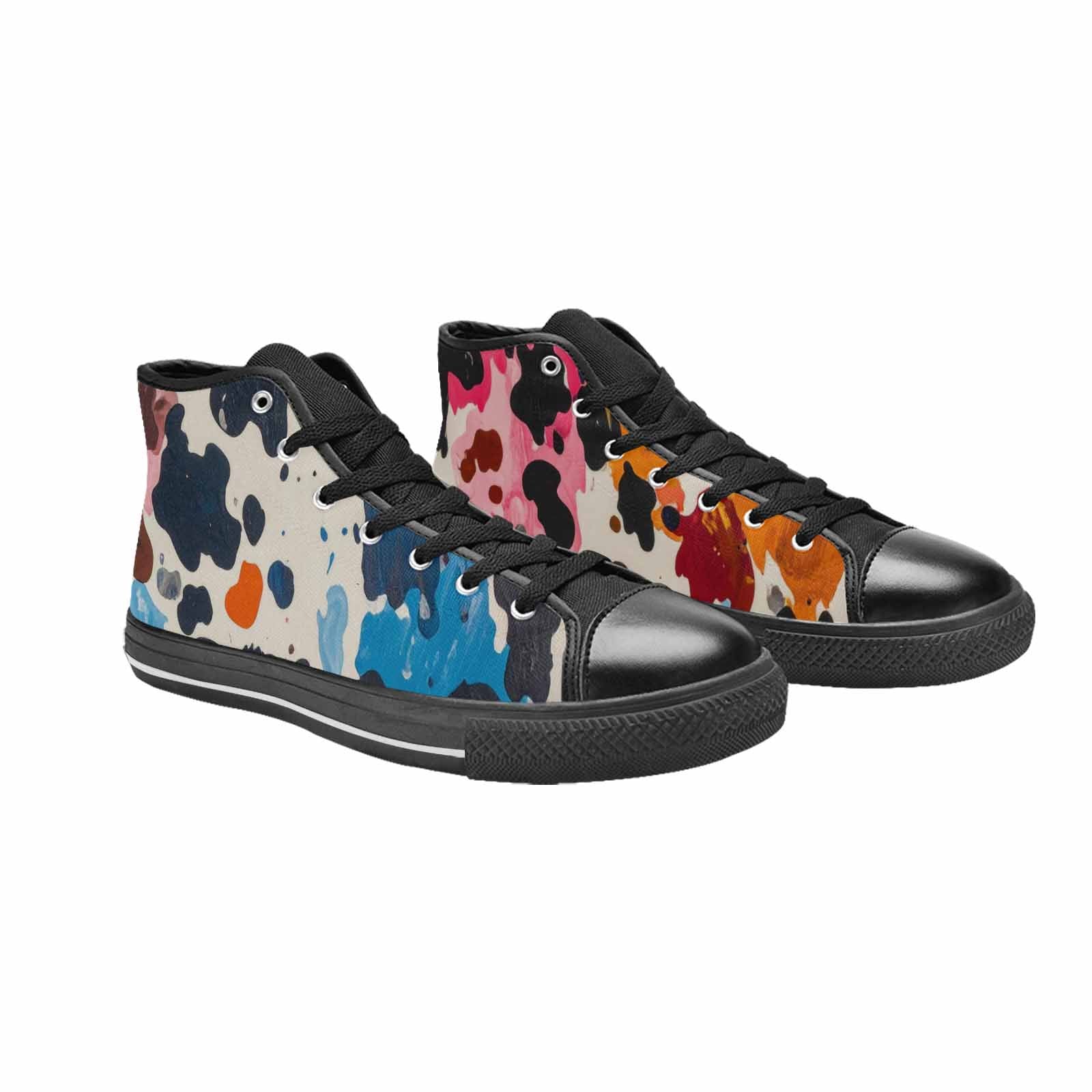 MEN'S Cow Animal Print High Top Canvas Cottagecore Sneakers