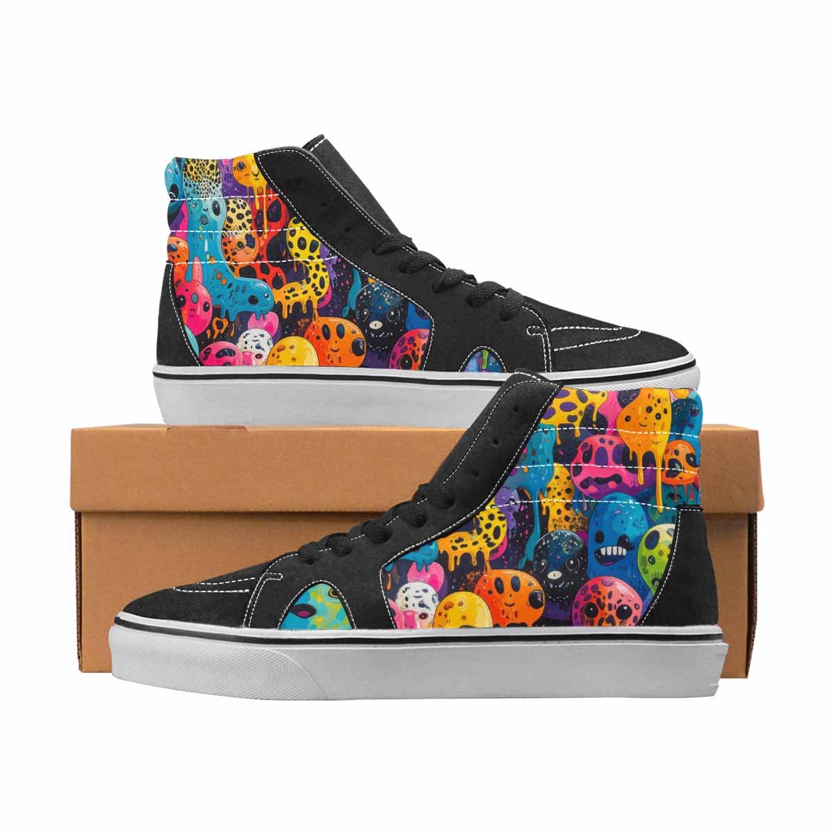 WOMEN'S Alien High Top Canvas Bold Print Wallpaper Art Customized Sneakers