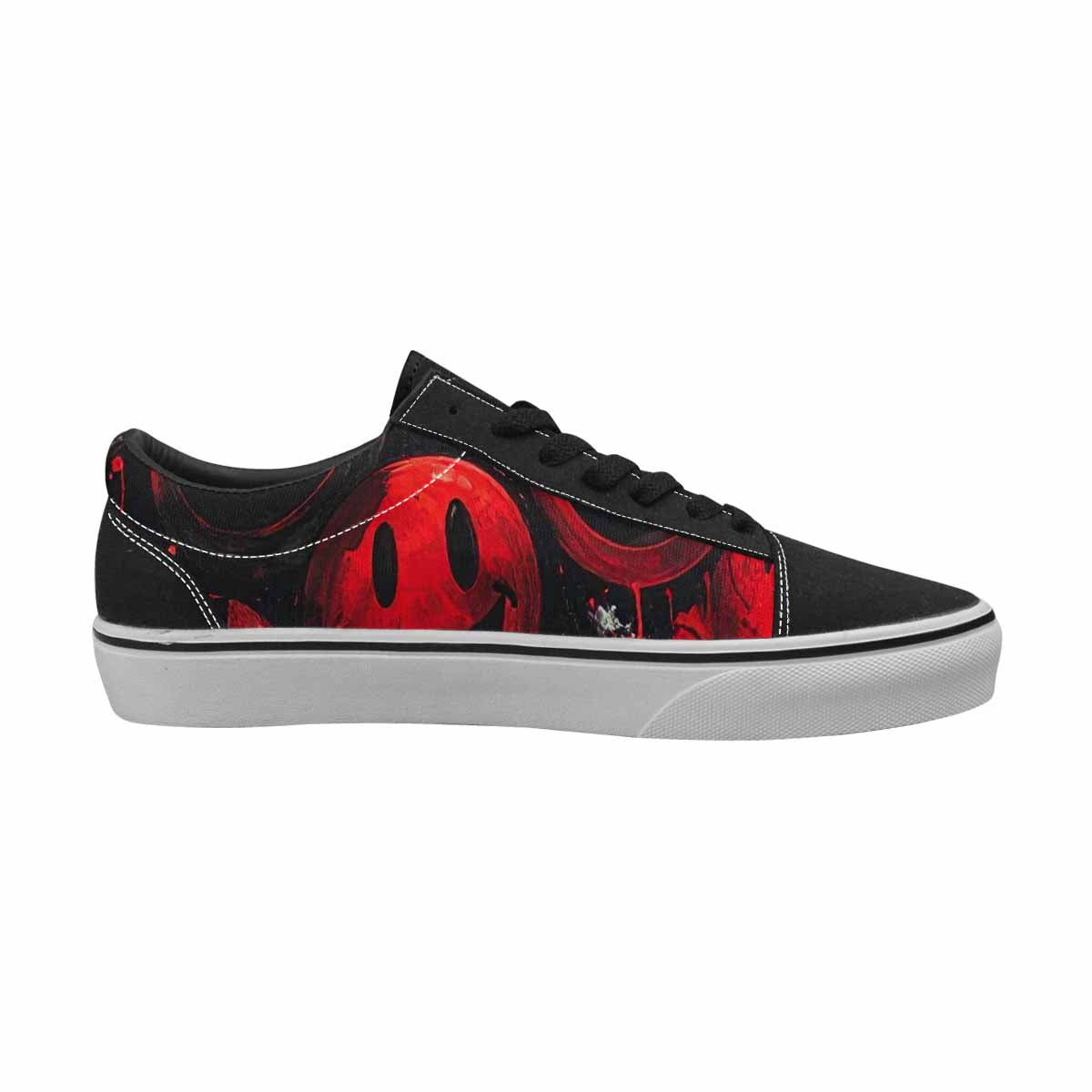 WOMEN'S Melting Moon Smiley Lace-Up Canvas Dreamlike Custom Shoes