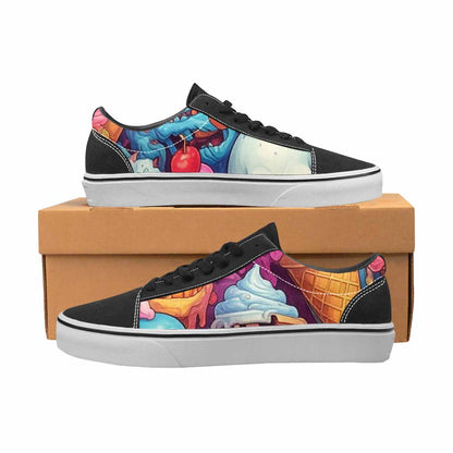 WOMEN'S Ice Cream Monsters  Lace-Up Canvas Melting Art Sneakers