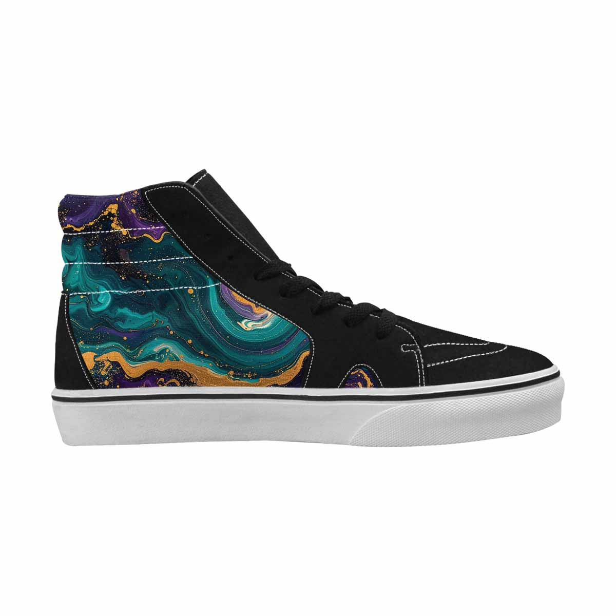 WOMEN'S Marble Galaxy Swirl High Top Canvas Dark Academia Shoes
