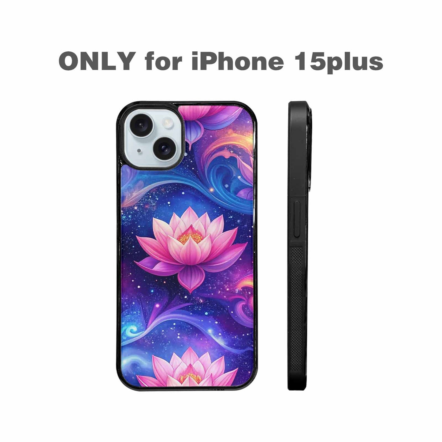 iPhone 15 Plus Case — Lotus Galaxy Art Seamless Pattern Vibrant, Custom Phone Case
