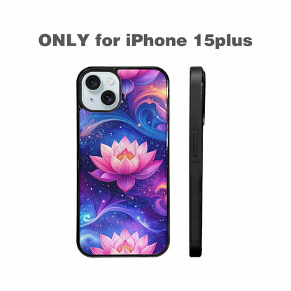 iPhone 15 Plus Case — Lotus Galaxy Art Seamless Pattern Vibrant, Custom Phone Case