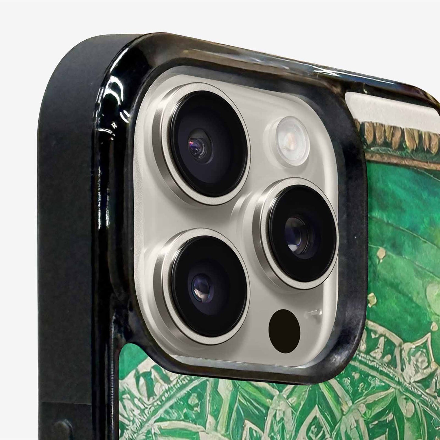 iPhone 16 Pro Max Case — Green Mandala Bohemian Print Edge To, Custom Phone Case